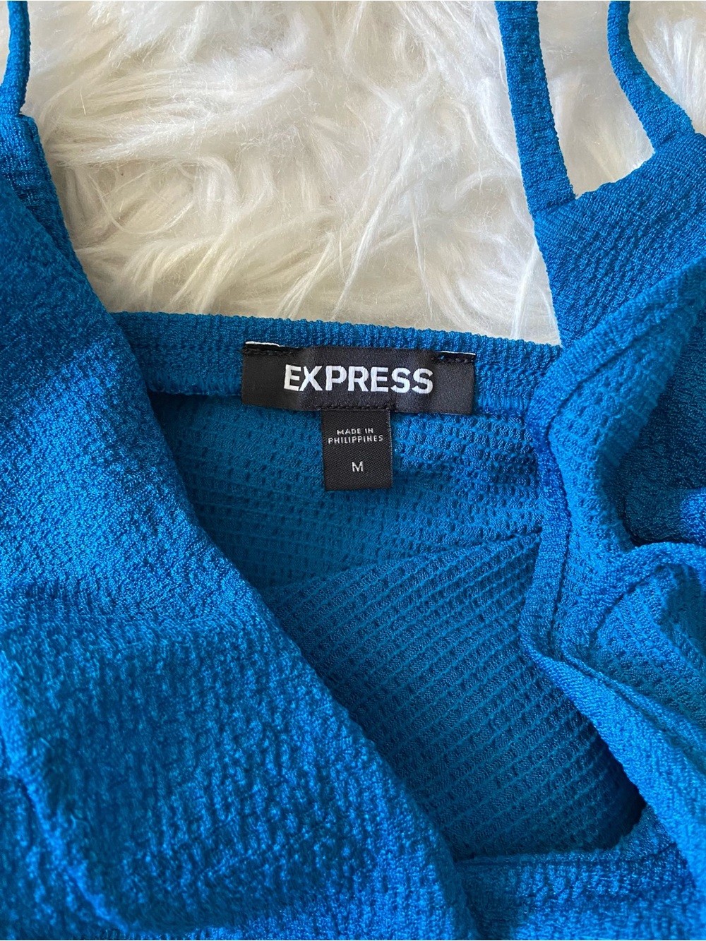 Express Blue Ruffle Halter Camisole - Picture 2 of 3
